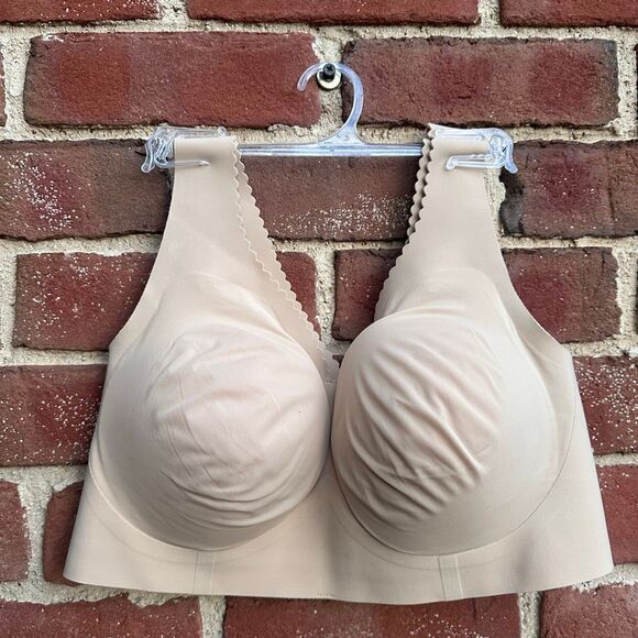 EVELYN BOBBIE $98 EVELYN BRA wire free in sand women's size Large NEW - Picture 2 of 4